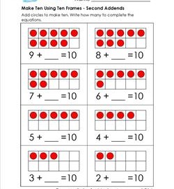 make ten using ten frames - second addends