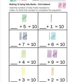 making 10 using tally marks - first addend
