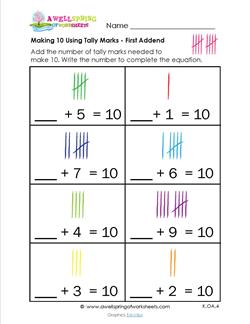 making 10 using tally marks - first addend