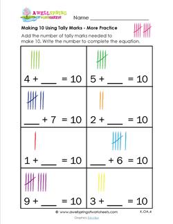 making 10 using tally marks - more practice