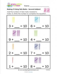 making 10 using tally marks - second addend