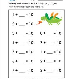 making ten - drill and practice - fiery flying dragon