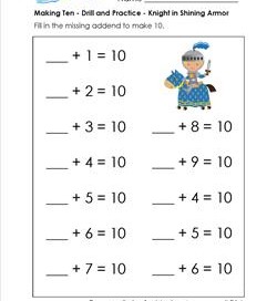 making ten - drill and practice - knight in shining armor