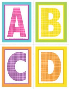 medium alphabet letters - plaid and polka dot - ABCD