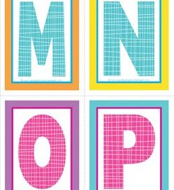 medium alphabet letters - plaid and polka dot - MNOP