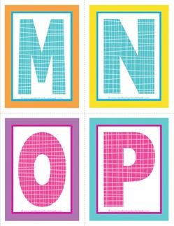 medium alphabet letters - plaid and polka dot - MNOP