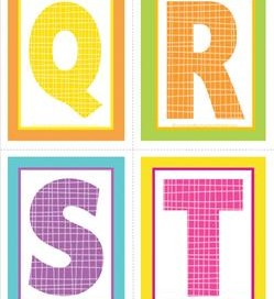 medium alphabet letters - plaid and polka dot - QRST