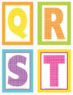 medium alphabet letters - plaid and polka dot - QRST