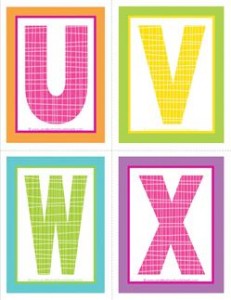 medium alphabet letters - plaid and polka dot - UVWX