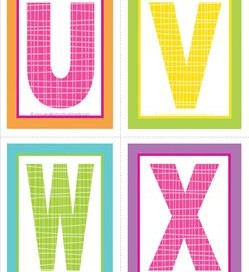 medium alphabet letters - plaid and polka dot - UVWX