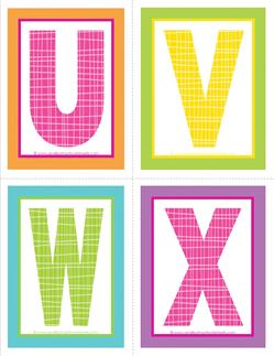 medium alphabet letters - plaid and polka dot - UVWX