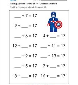 missing addend - sums of 17- captain america