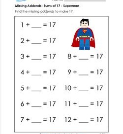 missing addend - sums of 17 - superman