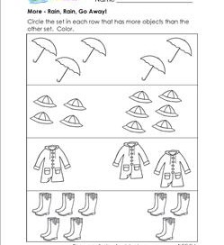 More - Rain, Rain, Go Away! - Comparison Worksheets