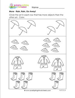 More - Rain, Rain, Go Away! - Comparison Worksheets