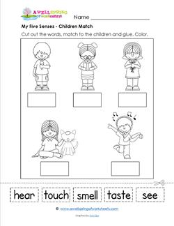 my five senses - children match