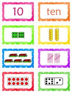 number cards matching game - number 10