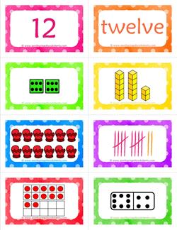 number cards matching game - number 12