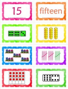 number cards matching game - number 15