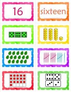 number cards matching game - number 16