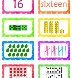 number cards matching game - number 16