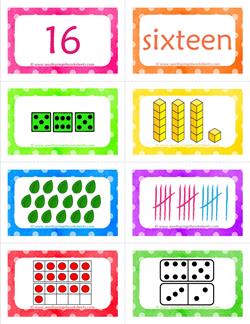 number cards matching game - number 16