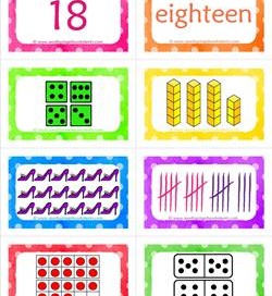 number cards matching game - number 18