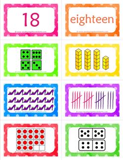 number cards matching game - number 18
