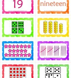 number cards matching game - number 19