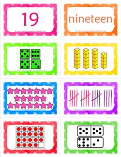 number cards matching game - number 19