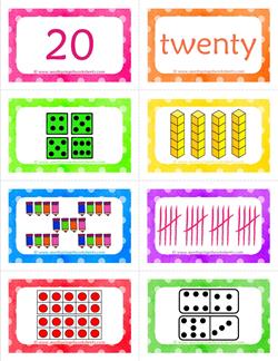 number cards matching game - number 20