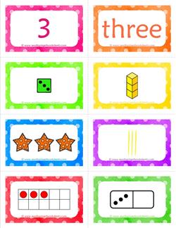 number cards matching game - number 3