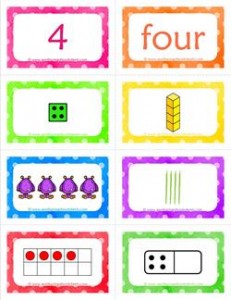 number cards matching game - number 4
