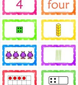 number cards matching game - number 4