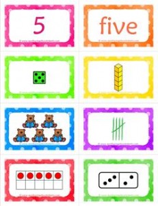 number cards matching game - number 5