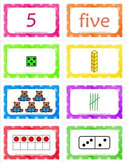 number cards matching game - number 5