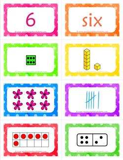 number cards matching game - number 6