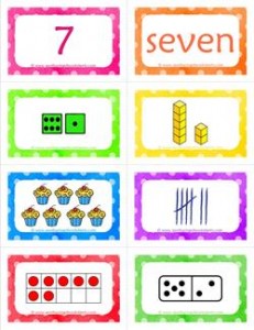 number cards matching game - number 7