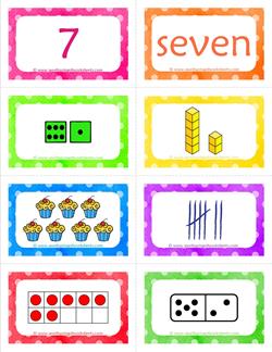 number cards matching game - number 7