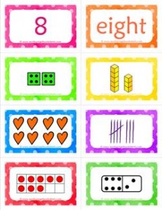 number cards matching game - number 8