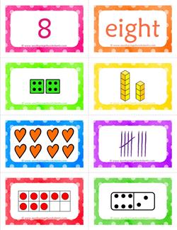 number cards matching game - number 8