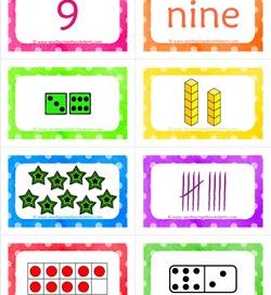 number cards matching game - number 9