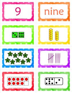 number cards matching game - number 9