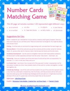 number cards matching game - suggestions for use