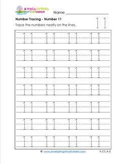 number tracing - number 11