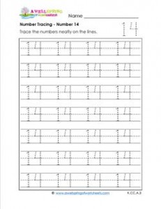 number tracing - number 14