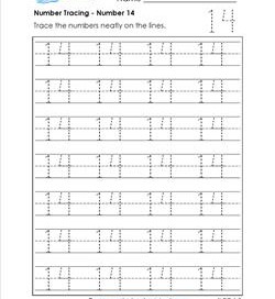 number tracing - number 14