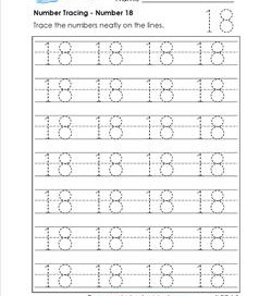 numbers tracing - number 18