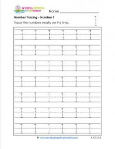 number tracing number 1 kindergarten numbers