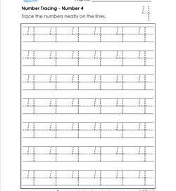 number tracing - number 4